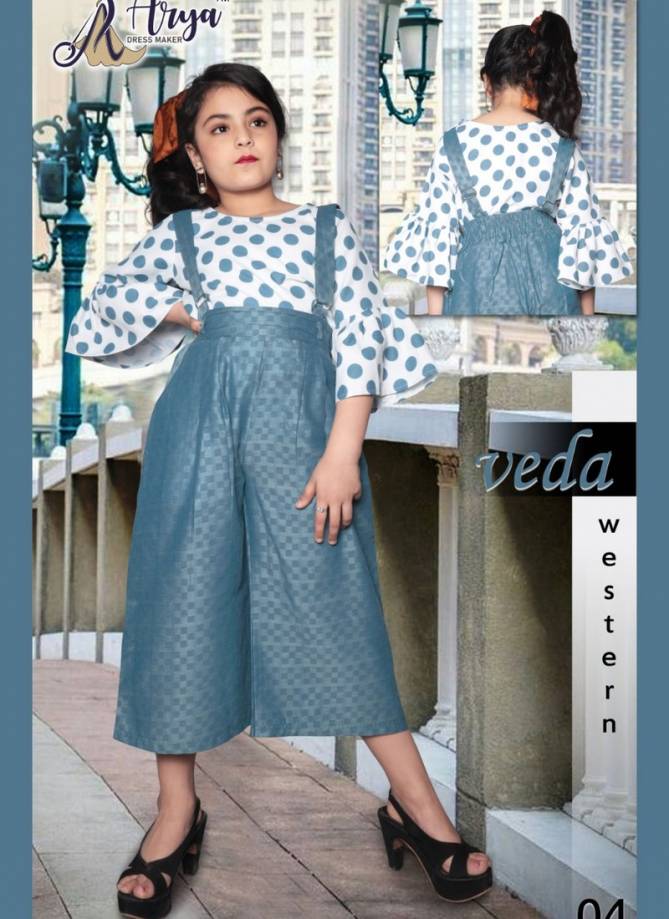 VEDA KIDS Arya Latest Heavy western Designer Fancy Two pis Digital Print Poli Rayon Top And Pent designer Kids Colletion